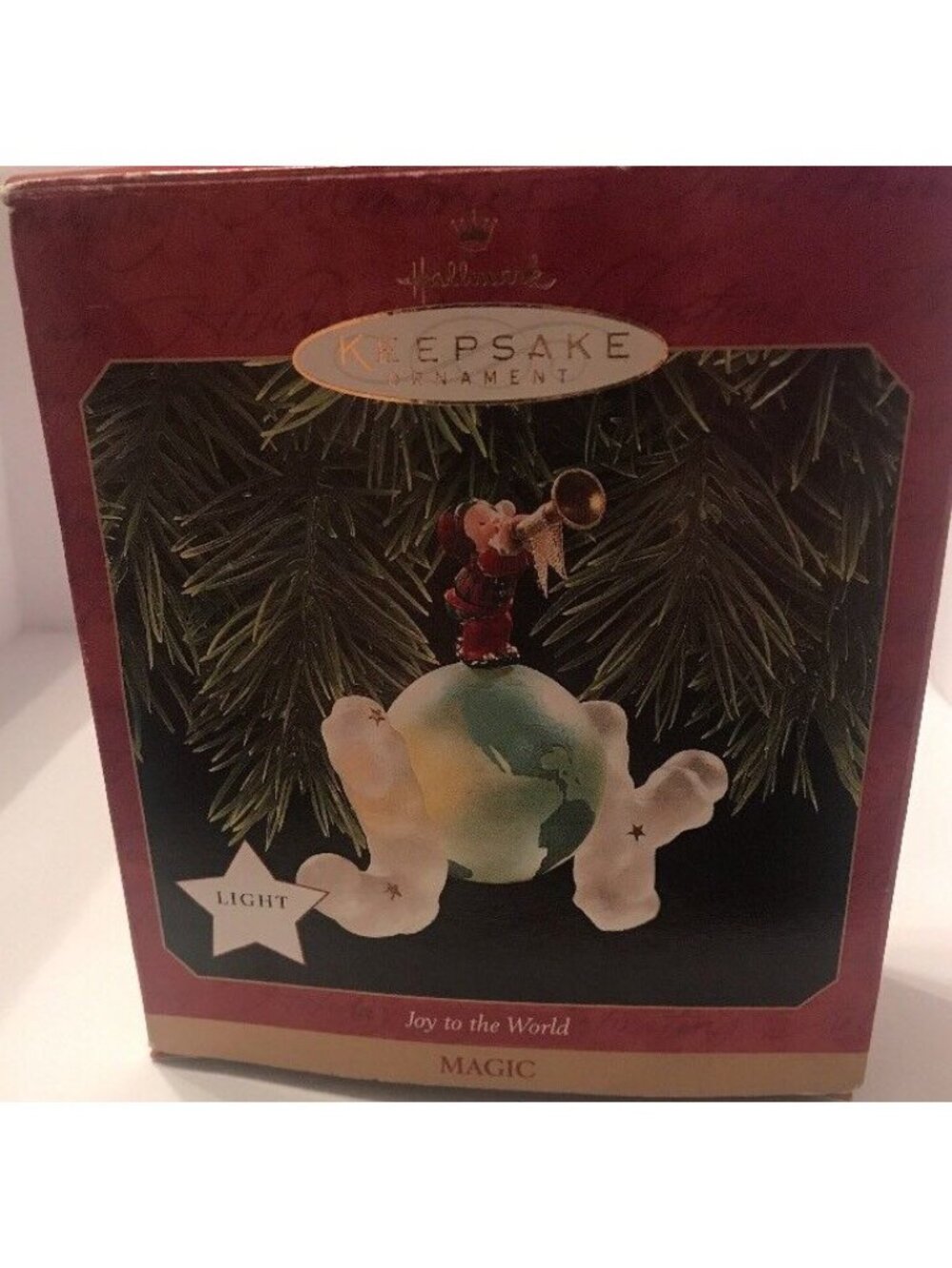 Hallmark 1997 Keepsake Ornament Joy To The World Magic Light Cover Trumpet World